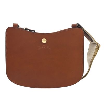 LONGCHAMP ÉPURE系列滑面小牛皮雙層斜背包(白蘭地酒)