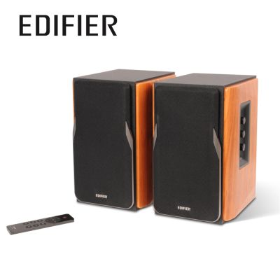 Edifier 漫步者 R1380DB 書架型多媒體喇叭，支援藍芽無線連線，適合電腦與劇院使用。咖啡黑設計，尺寸431*320*183mm，重6.13kg，配備光纖、RCA線及遙控器。中國製造，1年保固，NCC CCAR21LP1740T4 認證，提供沉浸式音效體驗，提升居家娛樂品質。