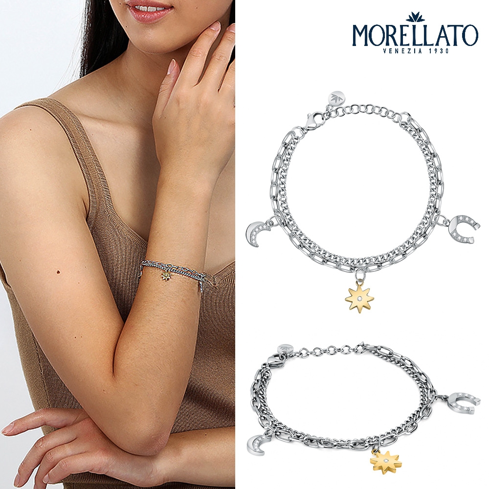 Morellato TALISMANI系列 不鏽鋼 雙色星月閃耀手鍊 SAUY09