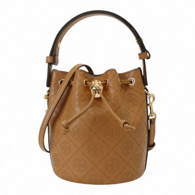 TORY BURCH MONOGRAM 壓紋皮革兩用水桶包(駝色)mini