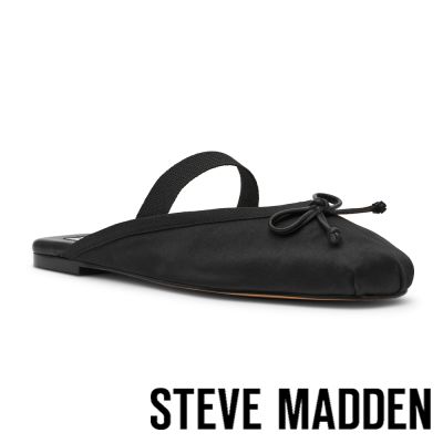 STEVE MADDEN-芭蕾緞面平底穆勒鞋 CUTESY-黑色