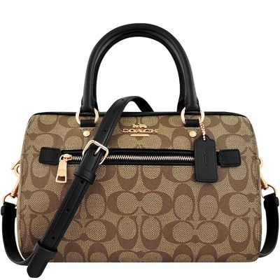 COACH 咖啡色大C PVC手提/斜背兩用包