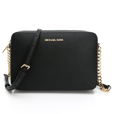MICHAEL KORS 防刮拉鍊方包/斜背包（黑/金）