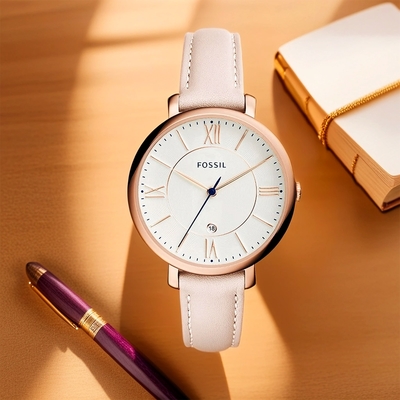 FOSSIL Jacqueline 羅馬佳人時尚女錶 開學購物季 送禮首選-玫瑰金框x粉/36mm ES3988