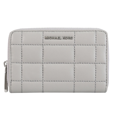 MICHAEL KORS JET SET 浮雕LOGO拉鍊零錢包(淺灰)
