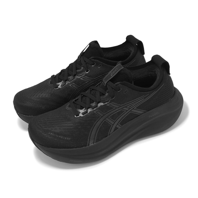 Asics 慢跑鞋 GEL-Nimbus 27 2E 男鞋 寬楦 黑 厚底 緩衝 針織 全黑 運動鞋 亞瑟士 1011B956001