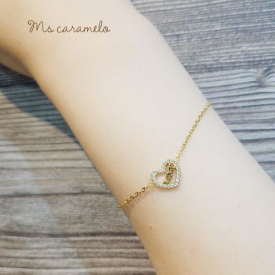 【焦糖小姐 Ms caramelo】愛心LOVE 鋯石不銹鋼手