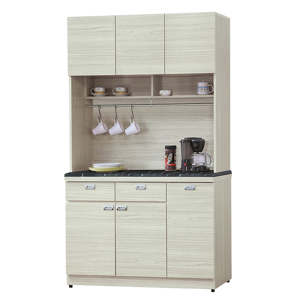 綠活居】新加坡現代3.9尺雲紋石面餐櫃/收納櫃組合(上＋下座)-116x46x198cm免組| 廚房櫃/餐櫃寬30~89cm | Yahoo購物中心