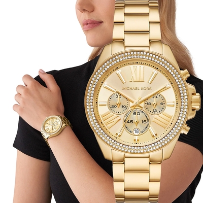 Michael Kors MK Wren 三眼計時晶鑽女錶 寵愛媽媽 送禮推薦-42mm MK7428
