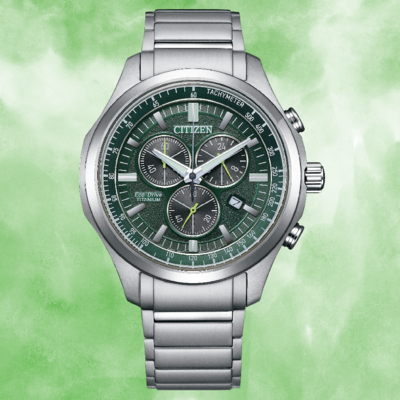 CITIZEN星辰錶 Gents AT2530-85X 都會紳士光動能計時腕錶 綠面 43mm