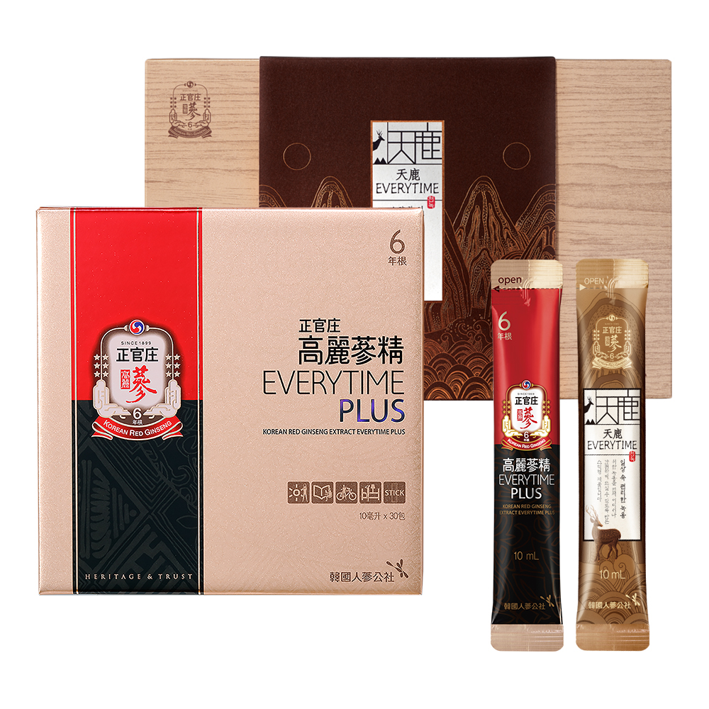 正官庄】高麗蔘精EVERYTIMEPLUS(10ml*30入)+天鹿EVERYTIME(10ml*30包