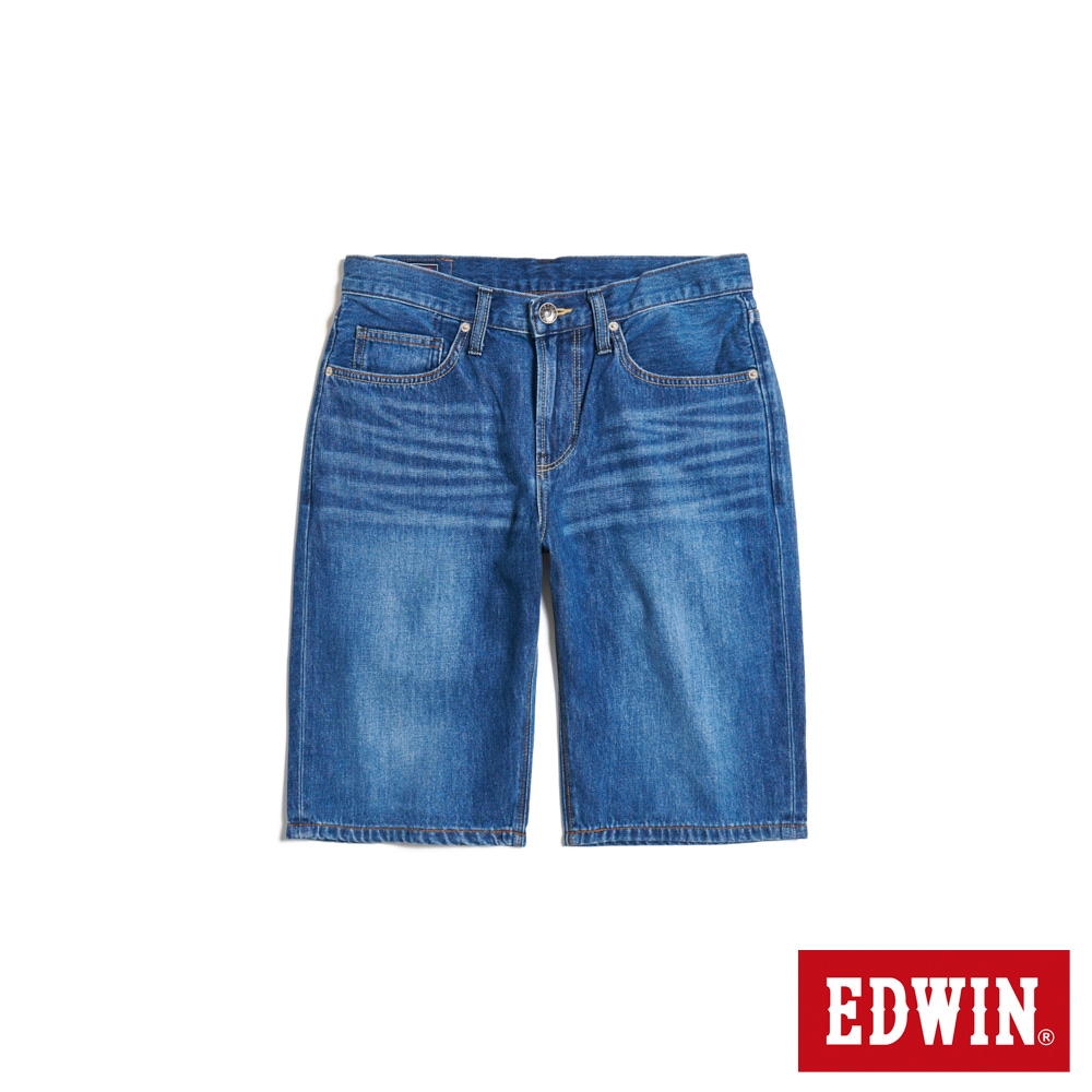 EDWIN 男裝 紅標 基本五袋牛仔短褲-中古藍