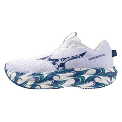 Mizuno 美津濃 Wave Rider 30 [J1GU262382] 男 慢跑鞋 支撐 緩震 30週年紀念 白 藍