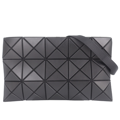 ISSEY MIYAKE 三宅一生 BAOBAO 黑色皮質三角格3X5中型斜背包