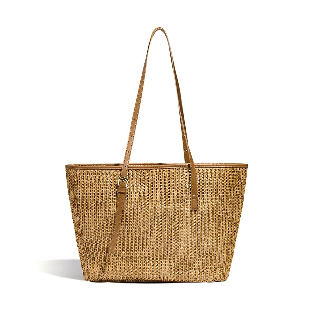 Adidas Crochet Tote 卡其色藤編草編編織休閒穿搭托特包單肩包肩背包