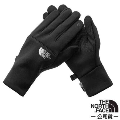 【The North Face】ETIP RECYCLED 人體工學四向彈力防風保暖觸屏觸控手套.五向手形匹配技術.矽膠止滑/ 4SHA-KY4 黑/白 V