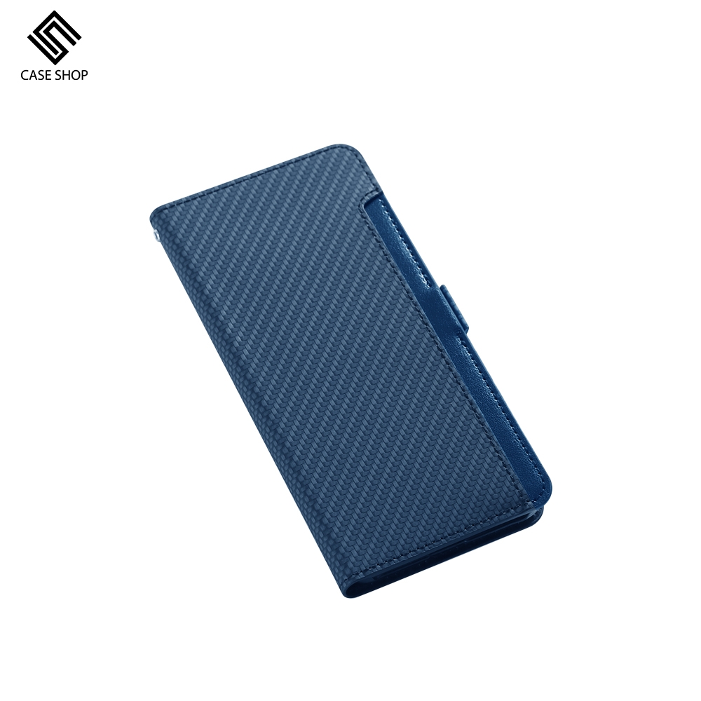 CASE SHOP ASUS Zenfone 9 前插卡側立式皮套-藍| ASUS適用手機殼套