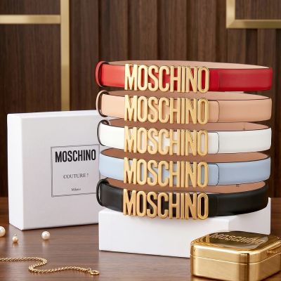 Moschino 金屬字母牛皮腰帶 四季必備百搭-多款可選