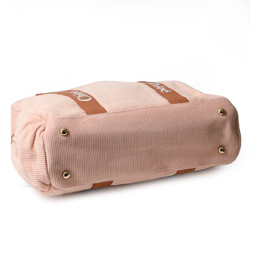 Chloe' 蔻依】CHC24AB20347454 經典CHANGING BAG棉帆布牛皮飾邊手提斜