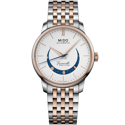 MIDO 美度 官方授權 Baroncelli 永恆系列 微笑月相機械錶 開學換新季 送禮推薦-39mm M0274072201001