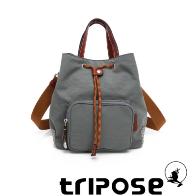 tripose 漫遊系列巖紋手提斜背水桶包 優雅灰
