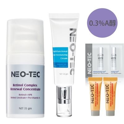 NEO-TEC妮傲絲翠 NEO-TEC 妮傲絲翠 煥膚修護組(A醇全效肌活菁萃+玻尿酸海洋膠原保濕乳霜)(加贈防曬10gx2+試用包x2)