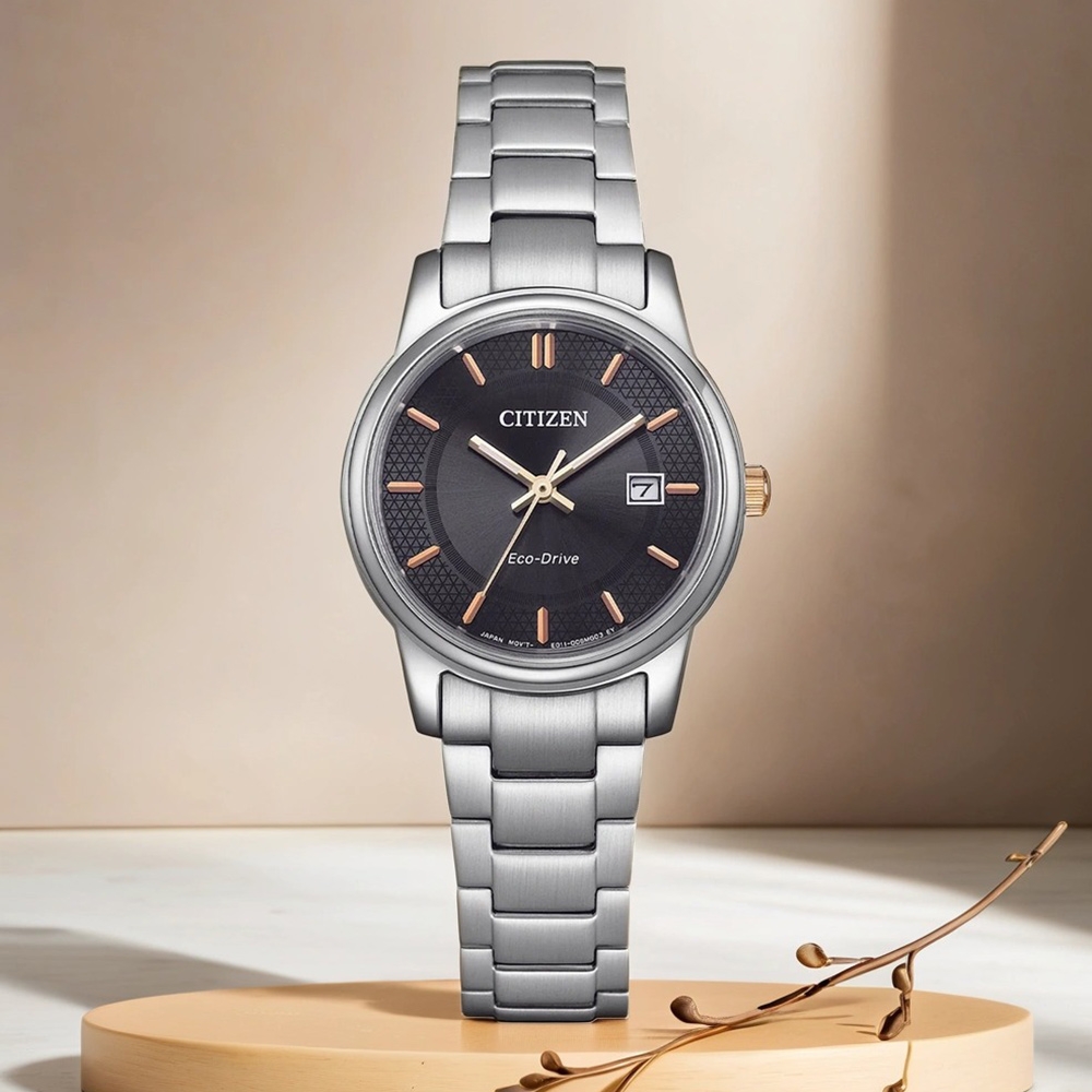 CITIZEN 星辰 光動能經典女錶 開學換新季 送禮推薦-黑/27.5mm EW2317-76E