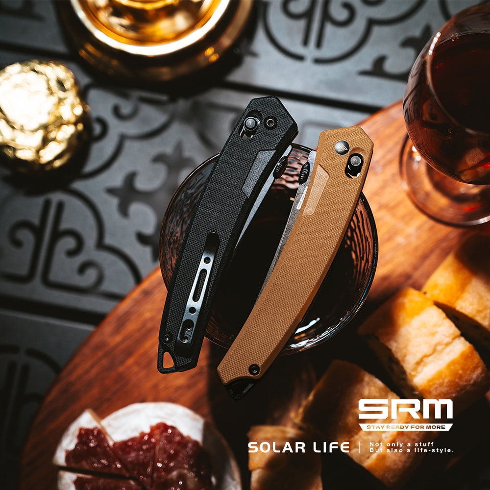 SRM Tanto 黑刃折刀/軸鎖G10柄/8Cr13MoV鋼/9211-GB/GW.不鏽鋼折