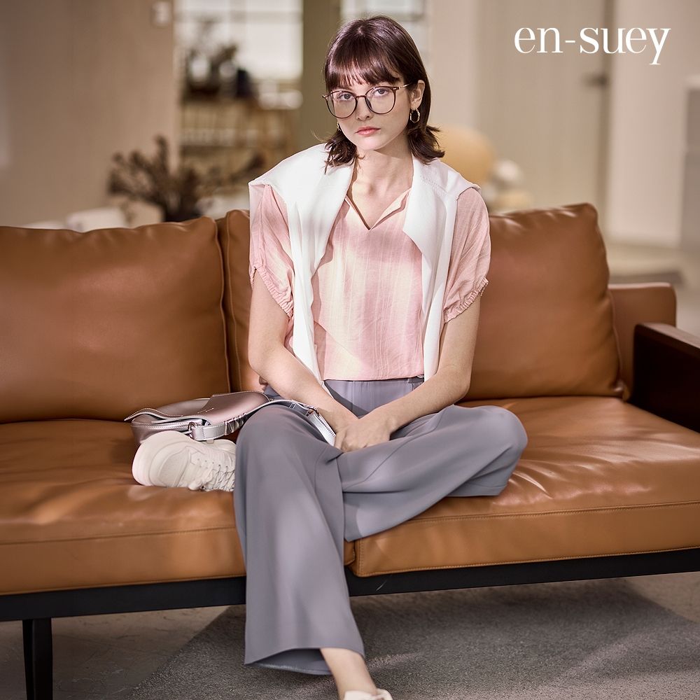 【en-suey 銀穗】EU簡約口袋設計寬管長褲 (淺灰色)