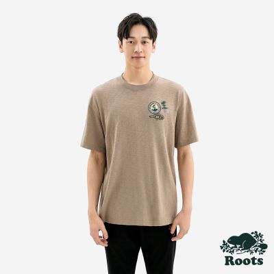 Roots男裝-NATURE LOGO 短袖上衣-卡其色