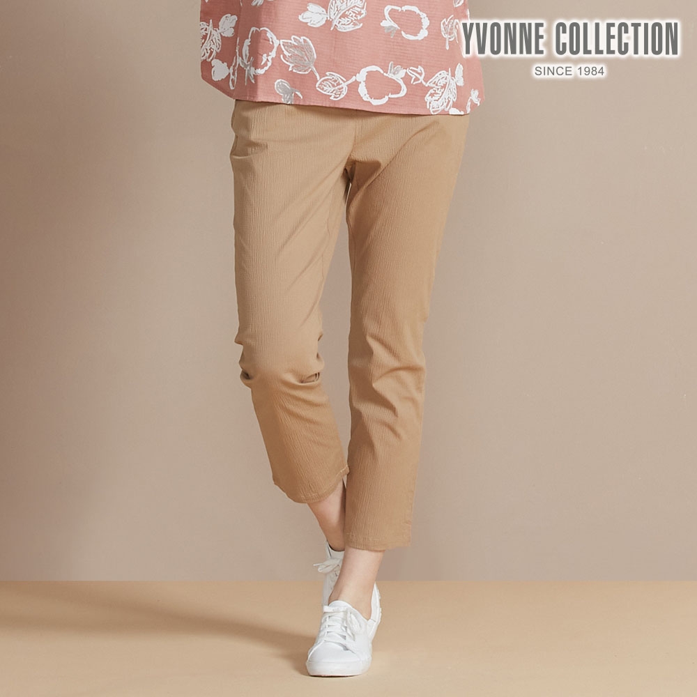 YVONNE 以旺傢飾 立體彈性長褲-蜜茶棕（M/L）