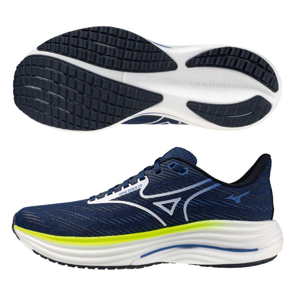 Mizuno 美津濃Wave Rider 29 [J1GC250452] 男慢跑鞋超寬楦跑鞋路跑深藍