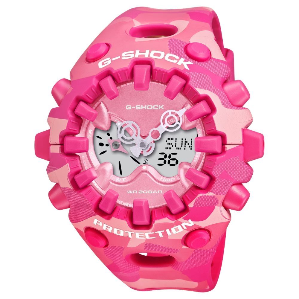 CASIO卡西歐 G-SHOCK 迷彩時尚 街頭風格 粉X迷彩 GA-V01CMG-4A_58.2mm