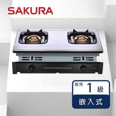 SAKURA櫻花牌 櫻花牌 嵌入式二口安全爐 G6201(LPG) 不鏽鋼瓦斯爐 銅鋁合金爐頭 10kW大火力 兒童安全鎖 桶裝