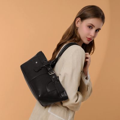 2R 設計潮感 Jeans 牛皮褲型肩背包 女神黑