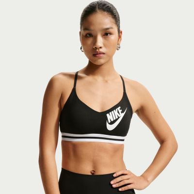 NIKE 運動內衣 女 輕度支撐 慢跑 瑜珈 速乾 AS W NK INDY LS LOGO BRA 黑白 IM9923-010
