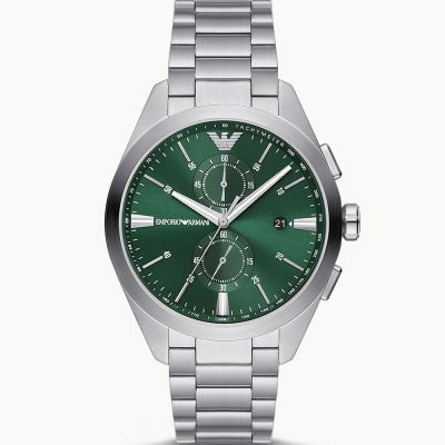 【EMPORIO ARMANI】騎士風 三眼鋼帶 男錶 AR11480