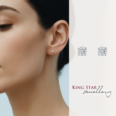 King Star 鉑金台 天然鑽石耳環 經典 光芒(單邊30分視覺效果)