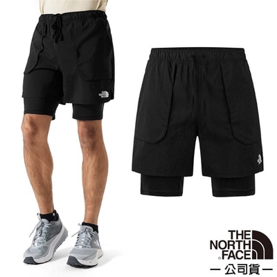 【The North Face】男 彈力防潑水休閒運動短褲.健行褲 83S4-JK3 宇宙黑