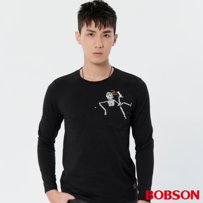 【BOBSON】男款貼袋印圖上衣(37012-88)