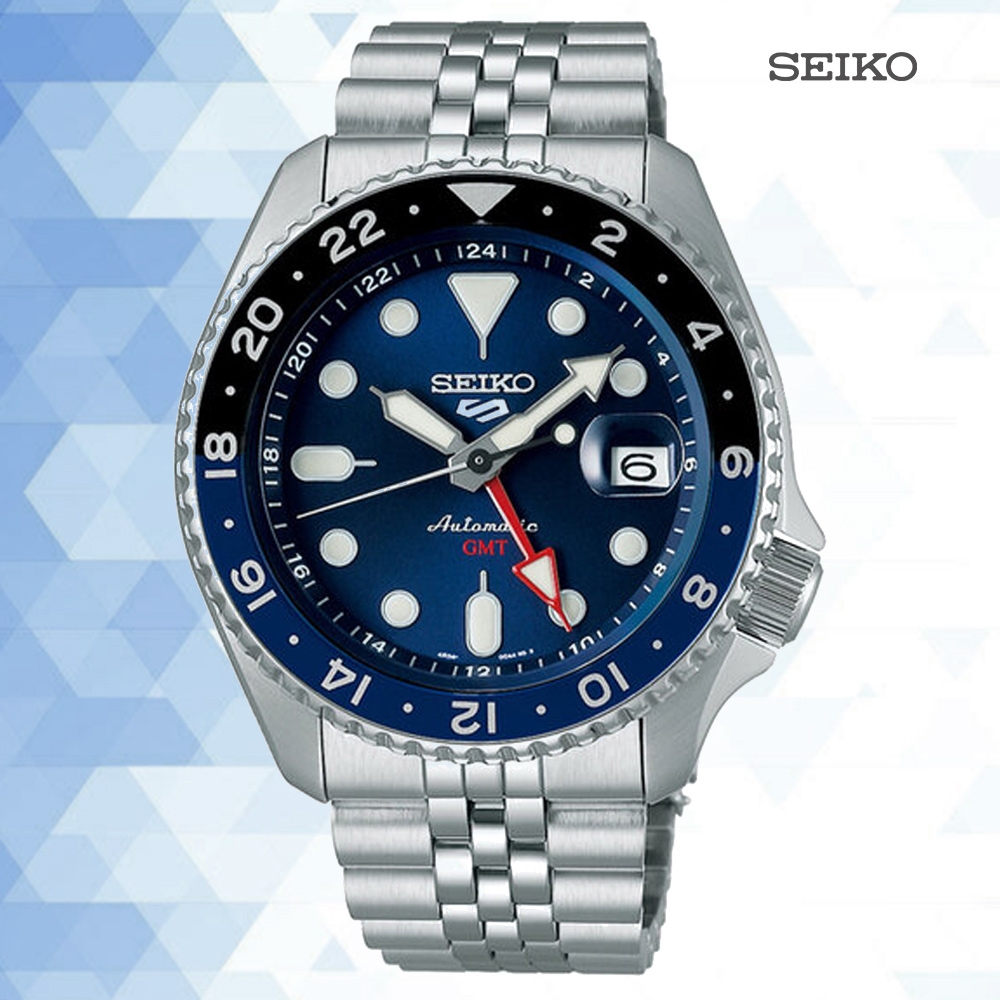 SEIKO精工 5 Sports 精工5號 GMT 兩地時間 機械錶 男錶 SSK003K1/4R34-00A0B 藍黑 送禮 禮物推薦_SK028