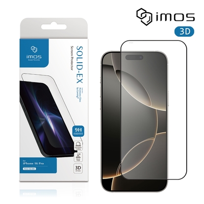 imos iPhone 16 Pro 6.3吋 3D高透9H超細黑邊康寧玻璃貼(AGbC)