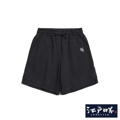 江戶勝 男裝 剪接後貼袋休閒短褲-黑色