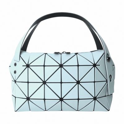 ISSEY MIYAKE  BAOBAO 幾何方格皮質4x6波士頓包(薄荷藍)霧面小款