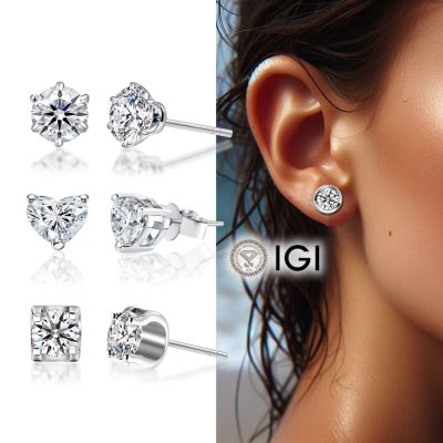 IS DIAMOND IGI 2克拉 D/VS1/鉑金台鑽石耳環-任選(培育鑽石)