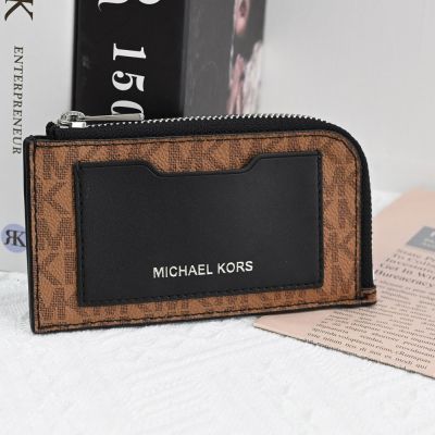 MICHAEL KORS GIFTING多卡L型拉鍊零錢包(淺棕/黑)