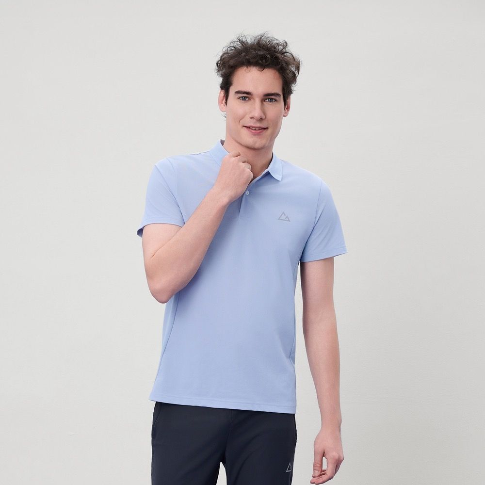 GIORDANO 男裝涼感易打理修身短袖POLO衫 G-MOTION系列【多色任選】 (31 低調藍)