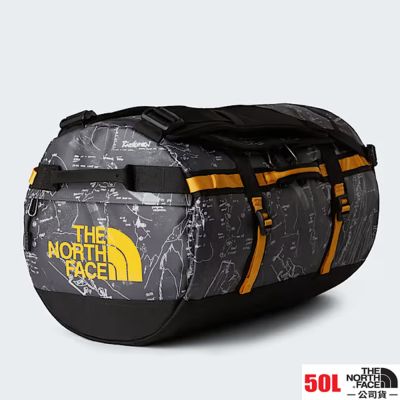 【The North Face】防水耐磨背提兩用旅行袋50L(S).手提後背行李袋.旅行背包/ 52ST-MV3 塗鴨灰
