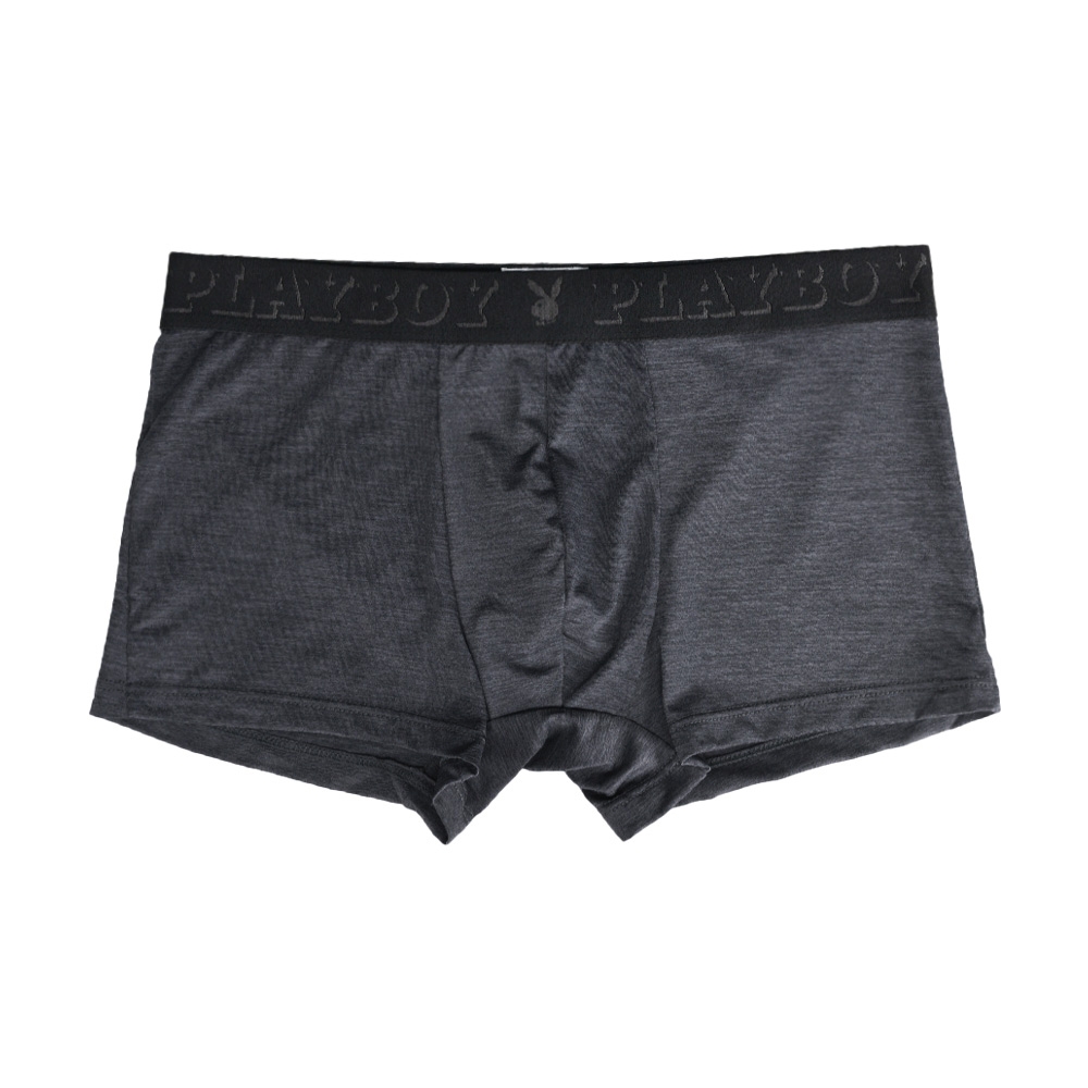 【PLAYBOY】抗菌消臭速乾貼身平口褲 (黑灰紋)