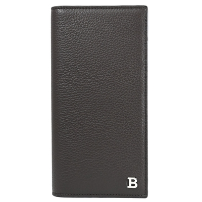 BALLY BALIRO 品牌金屬LOGO質感壓紋牛皮對開多卡長夾(深咖)